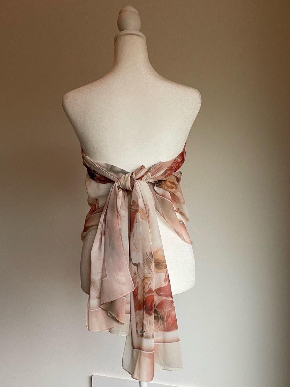 Milenda Abstract Floral Silky Oblong Scarf Wrap Retro Cottage Glamour 76" x 28" - Picture 6 of 11